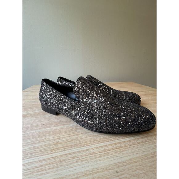 Jimmy Choo Men\'s Black Thame  Glitter Fabric Slipper, EU 40, US 8 main image 9
